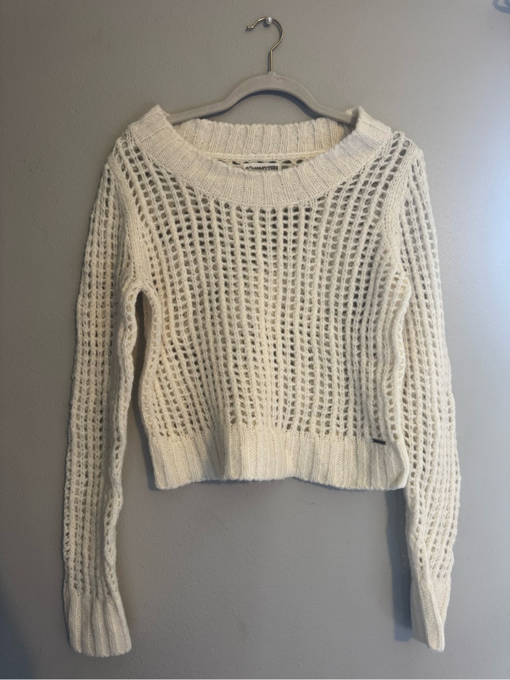 Hang Ten Cream Open-Weave Scoop Neck Pullover